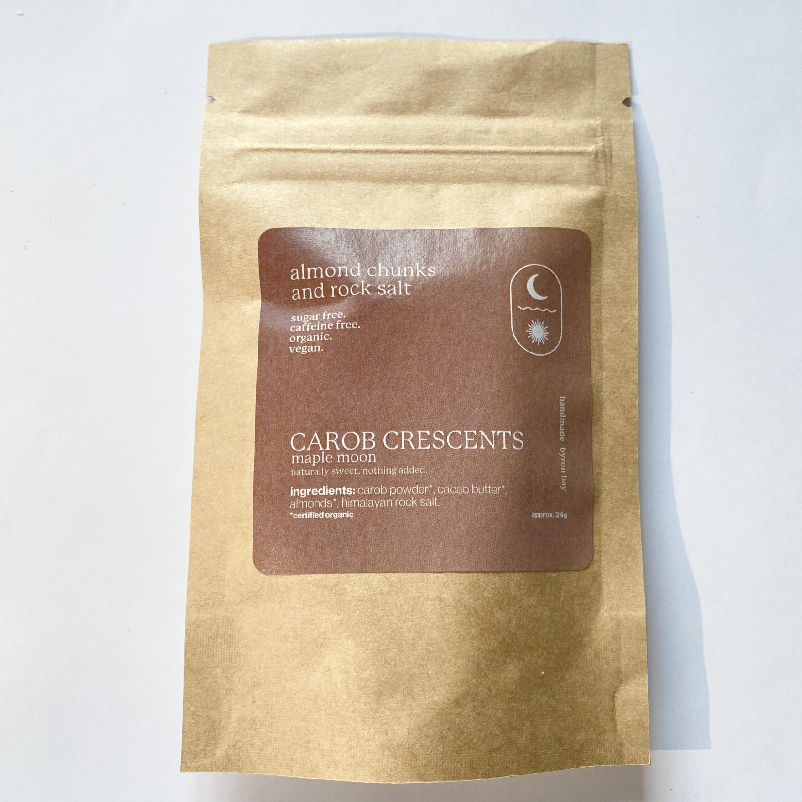Organic Vegan Almond Chunks & Rock Salt Carob Crescent Moon (12g)